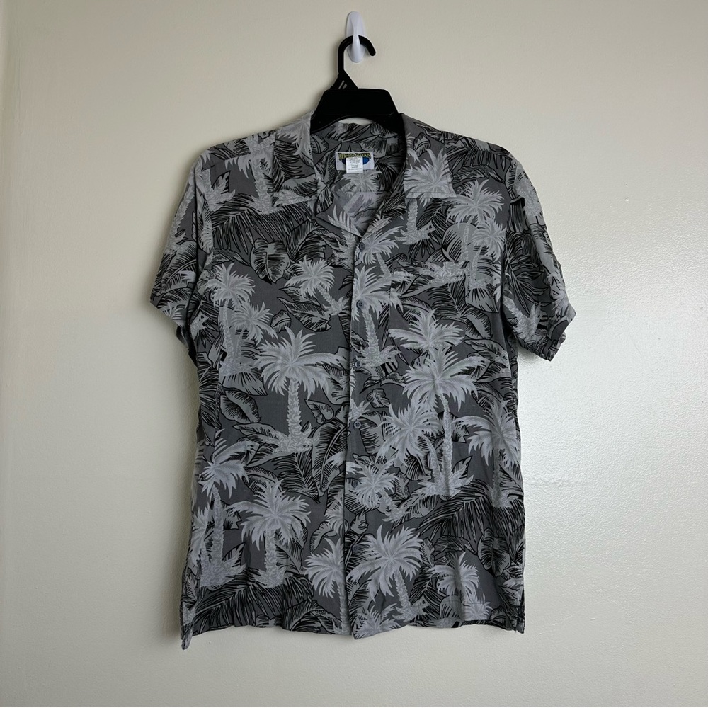 Vintage Haband Bermuda Casuals Shirt Mens - Large Gray Floral Hawaiian